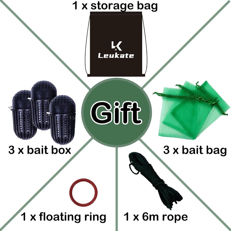 Leukate Collapsible Fishing Bait Minnow Trap - Durable Fish Trap Net for Minnow, Crab, Crayfish, Shrimp Fish Trap Net - Designed for Minnows and Beyond - Image 4